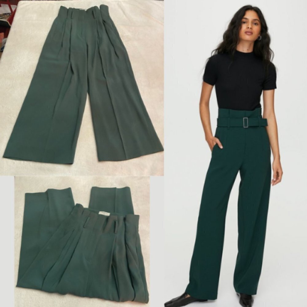 Aritzia x Babaton Power Paper Bag high waisted Pants green 28207